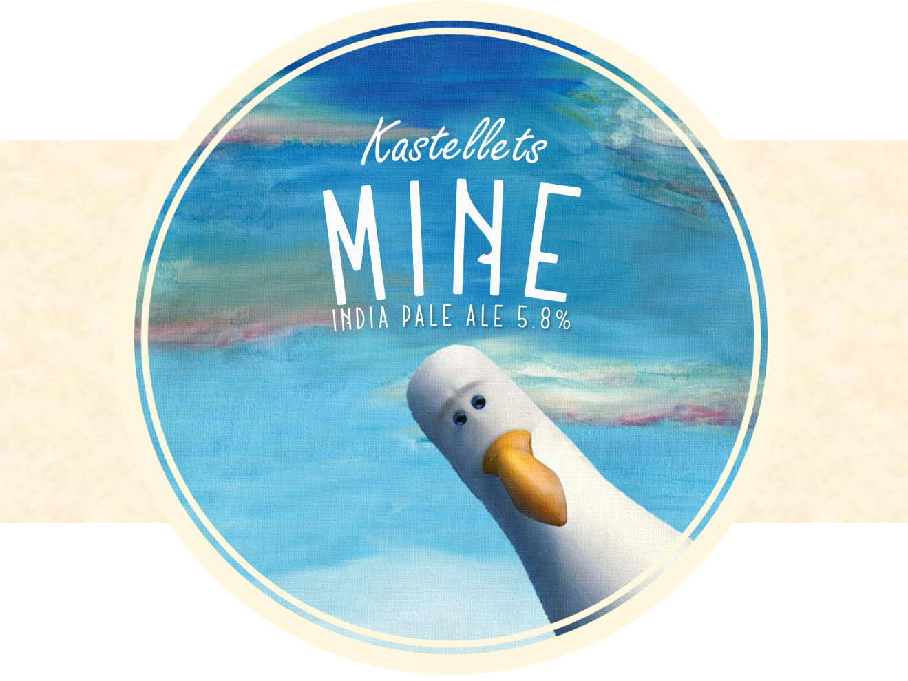 Beer label with seagull